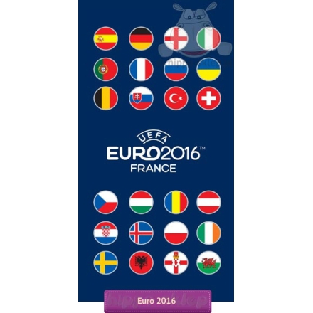 UEFA Euro 2016 ręcznik plażowy i kąpielowy 75x150, niebieski