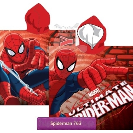 Ręcznik ponczo ze Spidermanem 55x110, czerwony 