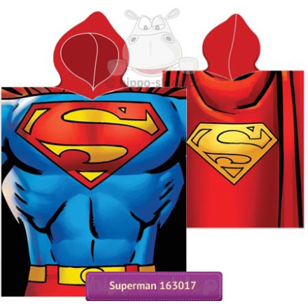 Superman ponczo z kapturem pelerynka 50x115, czerwono niebieska