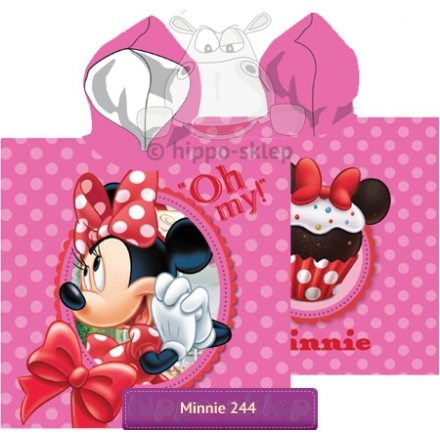 Disney Mini Mouse ponczo dziecięce 120x60, neonowy róż