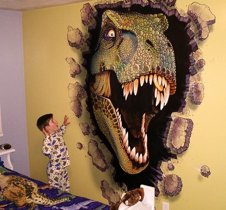 Inspiracje pokojów z dinozaurami - mural