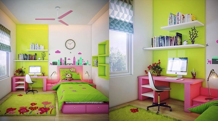 Oliwkowo różowy pokój dziewczynki