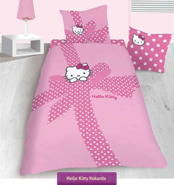 Różowa pościel Hello Kitty w groszki