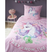 Pościel Unicorn - Jednorożec różowo biały 