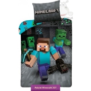 Pościel Minecraft szara Steve, Zombie i Creeper 140x200 