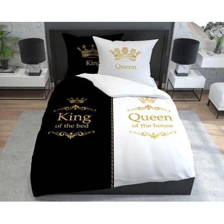 Czarno-biała pościel dla par King & Queen 200x220 + 2x 70x80 cm