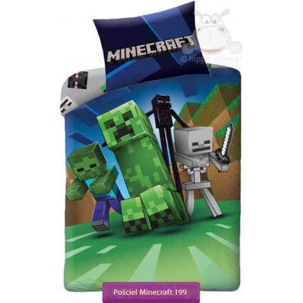 Pościel Minecraft creeper 140x200 lub 140x180, zielona