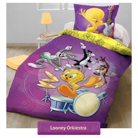 Pościel Tweety orkiestra Looney Tunes 150x200 i 150x200, fioletowa