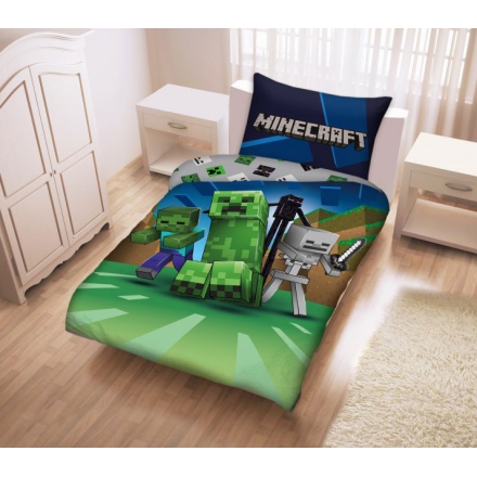 Bawełniana pościel Minecraft 160x200 lub 150x200 z creeper-em dla chłopca