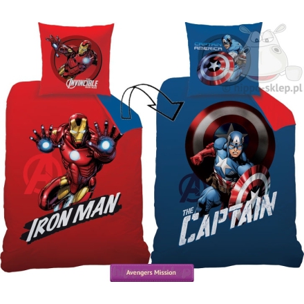 Dwustronna pościel Iron Man i Kapitan Ameryka 140x200 i 135x200