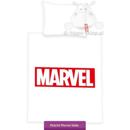 Markowa pościel Marvel 140x200 lub 135x200 cm, biała
