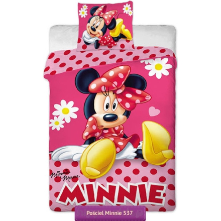 Pościel Myszka Minnie Disney 140x200 różowa w groszki