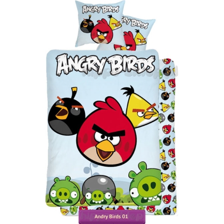 Pościel Angry Birds 150x200 Global Labels, błękitna