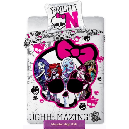 Pościel Monster High biała 140x200 + 70x80, Mattel 