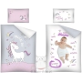 Pościel różowo szara do łóżeczka niemowlęcego 90x120, 80x120