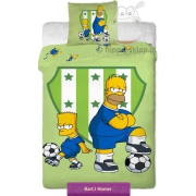 Pościel dla dzieci Bart i Homer piłkarze, 140x200 cm, oliwkowa 