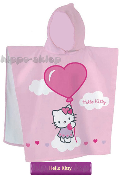 Ponczo - ręcznik z kapturem Hello Kitty z balonikiem