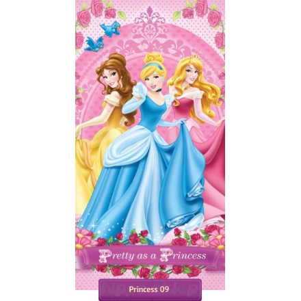 Ręcznik ze Śpiąca Królewną, Kopciuszkiem i Bellą - Księżniczki Disney 70x140, różowy
