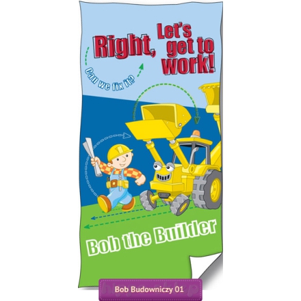Dziecięcy ręcznik plażowy z Bobem budowniczym, Mattel, niebieski 