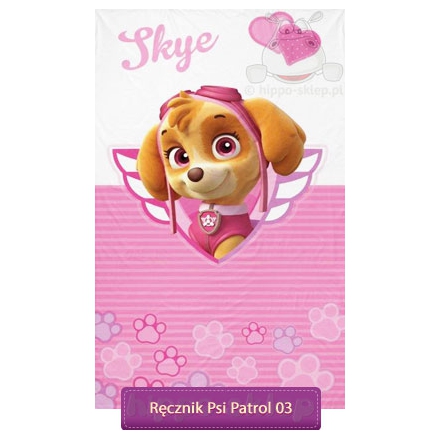 Mały ręcznik Psi Patrol z pieskiem Skye 30x50, różowy