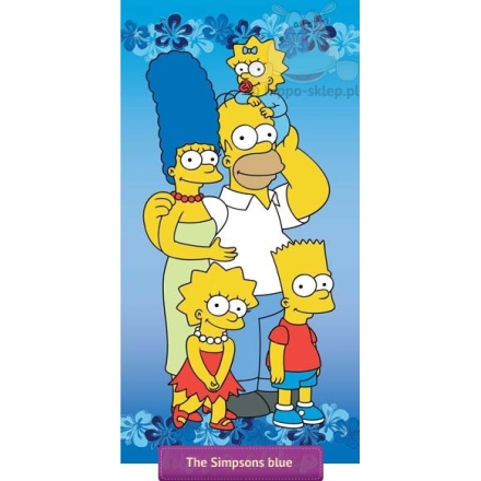 Niebieski ręcznik plażowy z rodziną Simpsonów 75x150 cm