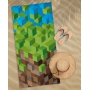 Recznik plażowy z motywem tekstur 3D z Minecraft-a 