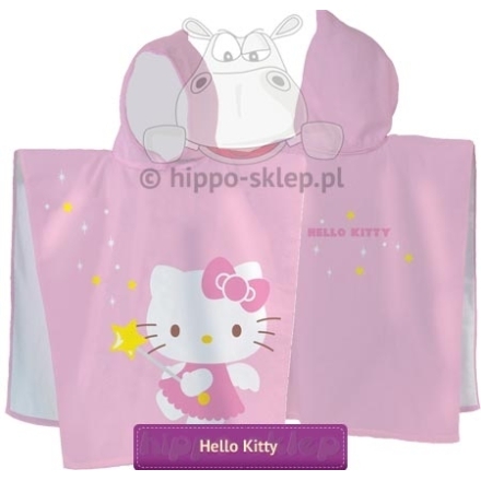 Ręcznik ponczo z kapturem Hello Kitty 60x120, rózowe