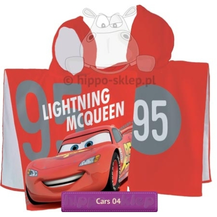 Auta Disney Cars ręcznik poncho duży 60x120, czerwony