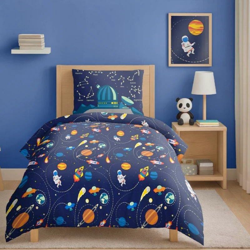 Bawełniany komplet pościeli kosmos 150x200 + 50x60 cm