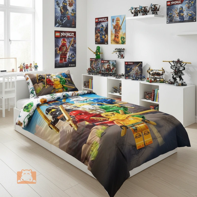 Wizualizacja pokoju w stylu Lego z motywem Ninjago