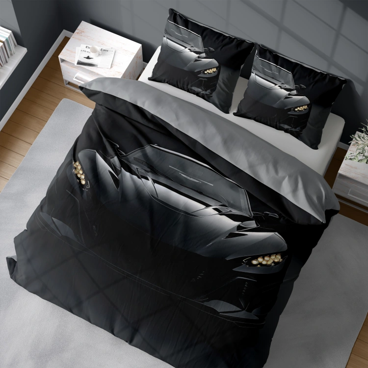 Czarno-szary komplet pościeli samochód Gran Turismo Concept 200x200+2x50x60