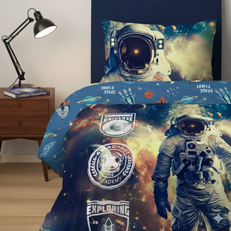 Bawełniana pościel z astronautą 120x160 50x60 cm