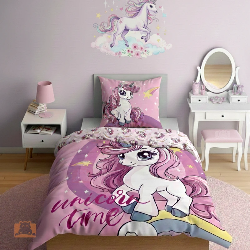 Różowa pościel jednorożec 140x180 50x70 Detexpol