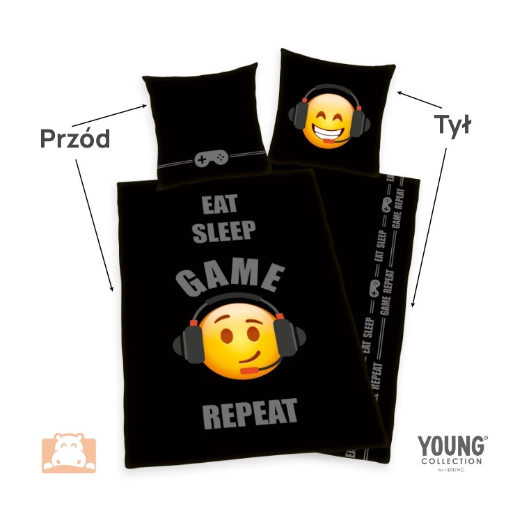 Dwustronna pościel gamingowa przód tył 4459266050 135x200 cm