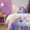 Kolorowy komplet pościeli z jednorożcem 120x160 50x60 5575