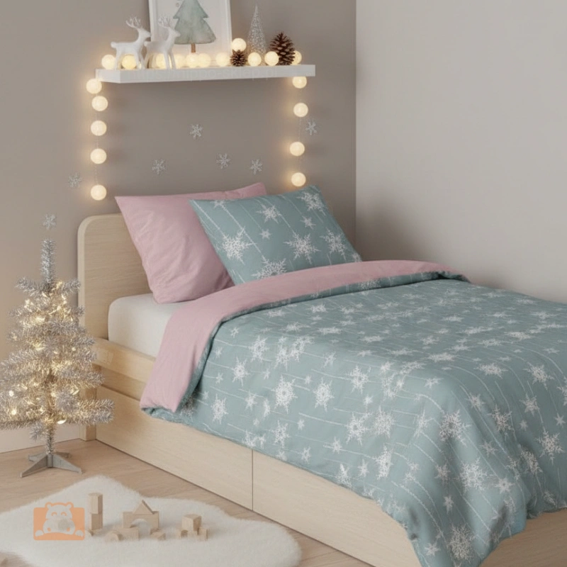 Zimowa pościel Scandic 003 gwiazdki 140x180 + 50x60 cm