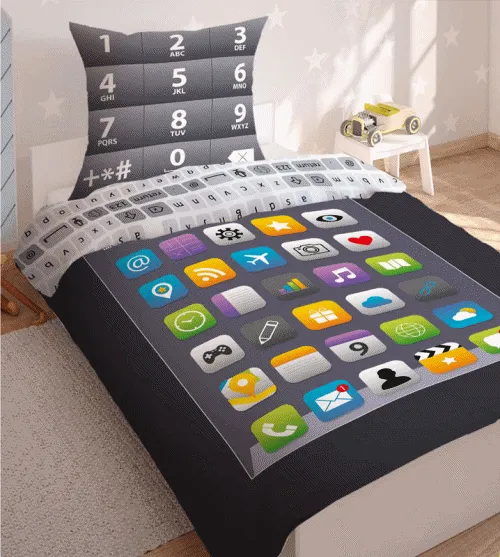 Pościel świecąca w ciemności z telefonem widok dzień-noc