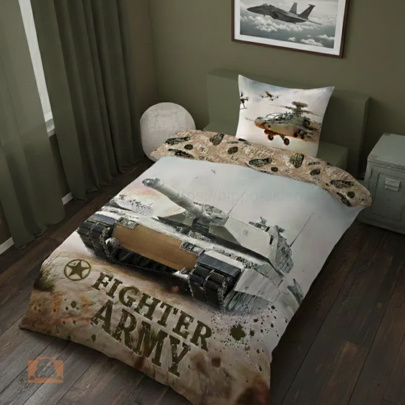 Wojskowa pościel z czołgiem 5864 135x200 50x75 cm