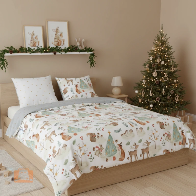 Komplet pościeli Scandic 043 leśne zwierzątka 150x200 2x50x60 cm