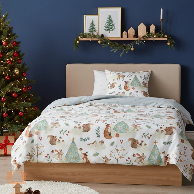Pościeli zwierzątka w zimowym lesie SC-043 140x180+50x60 cm