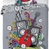 Młodzieżowa pościel z gitarą szara 140x200 lub 160x200