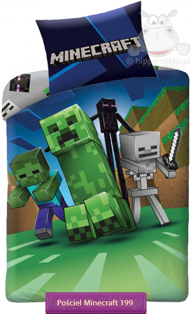 Pościel Minecraft creeper 140x200 lub 140x180, zielona
