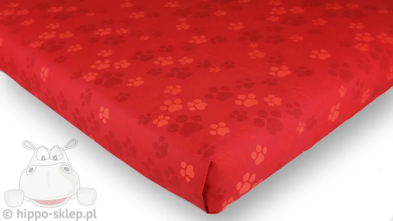 Prześcieradło Psi Patrol łapki 140x200, czerwone
