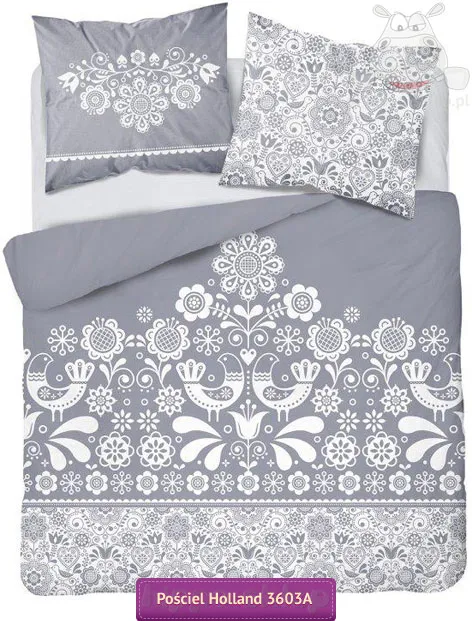 Szara pościel łowicka 150x200 i 160x200