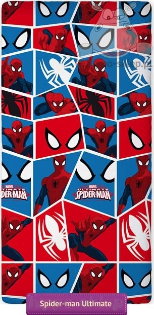 Prześcieradło z gumką Spider-Man Ultimate 90x200, niebiesko-czerwone