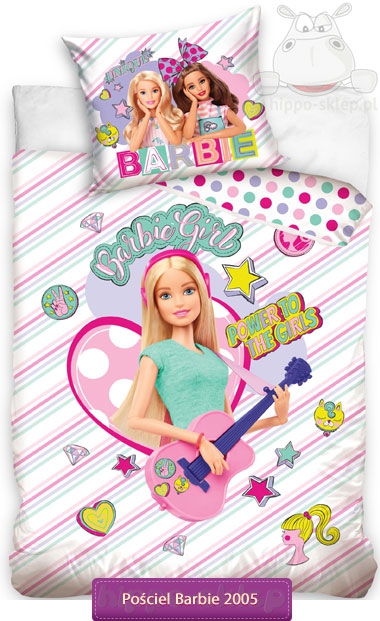 Pościel Barbi Mattel 150x200 lub 140x200, biała