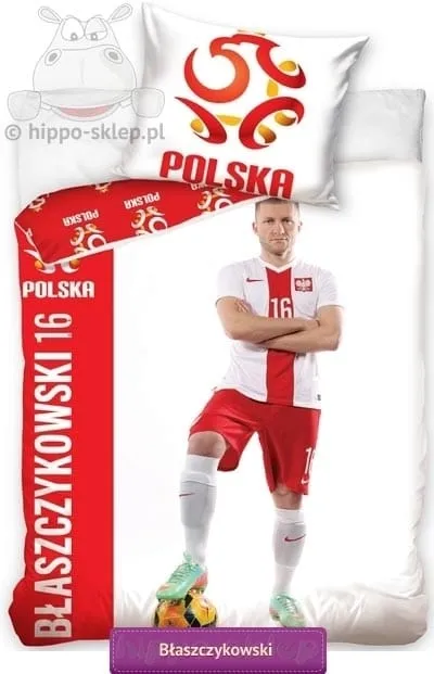 Piłkarska pościel z Kubą Błaszczykowskim 140x200 lub 160x200, biało-czerwona