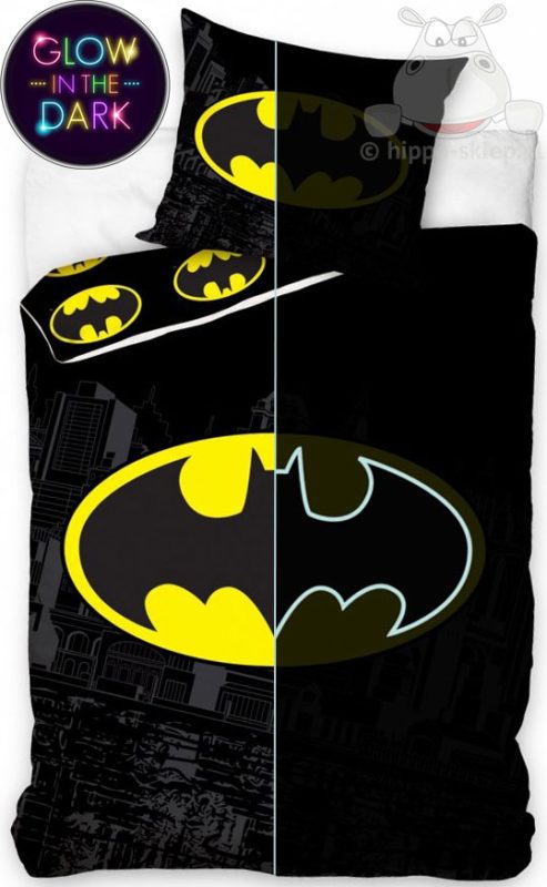 Świecąca pościel z logo Batmana 150x200 i 160x200