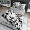 Pościel leopard pantera śnieżna 160x200, 150x200 lub 140x200, czarno-biała
