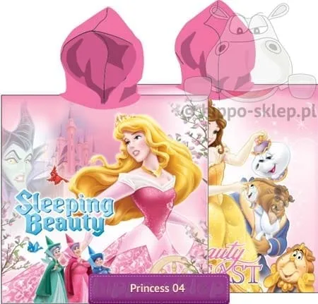 Ręcznik kąpielowy z kapturem Disney Princess duży 60x120 cm, różowy